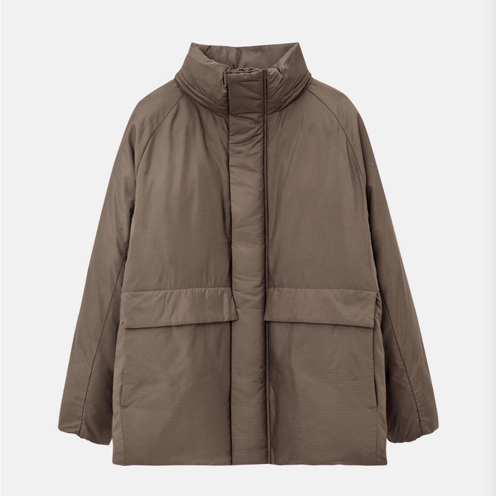 Uniqlo PLST Brown Puffer Performance Jacket Coat